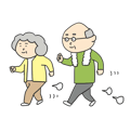 高齢のご夫婦が一緒にジョギングをしているイラスト